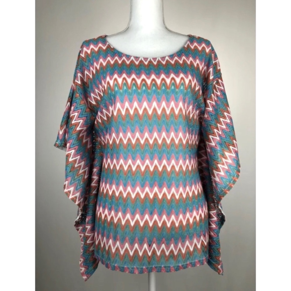 Chevron Poncho Knit top Blouse Size S/M